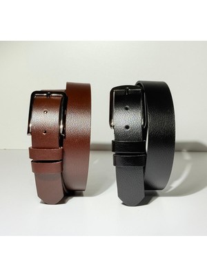 Kemerbox %100 Hakiki Deri Erkek Siyah-Kahve 2'li Kemer Set 3,5cm
