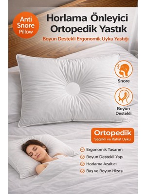 Luna Çeyiz Hediyelik Horlama Önleyici Ortopedik Yastık 50X70 cm – %100 Pamuk Kumaş, Silikon Dolgulu (750 Gr)