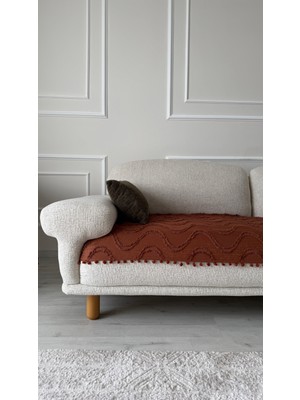 Hisar Home Bohem Dalgalı Ponponlu Koltuk Kanepe Çekyat Örtüsü 90X200