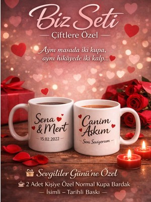 Sevgililer Gününe Özel 2'li Kupa Bardak Seti