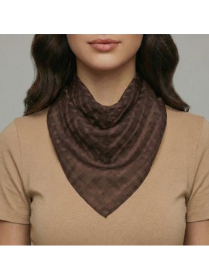 Kadın Kare Fular Eşarp - Ince Dokulu Modern Ekose 50*50