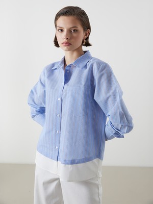 Lc Waikiki Yeni Sezon Çizgili Poplin Kadın Gömlek