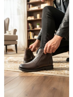 Enoch Hakiki Deri Çift Fermuarlı Klasik Erkek Bot