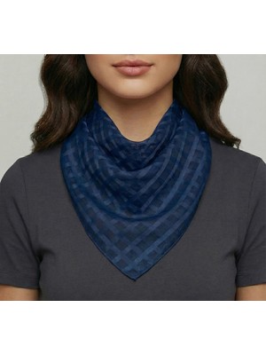 Kadın Kare Fular Eşarp - Ince Dokulu Modern Ekose 50*50