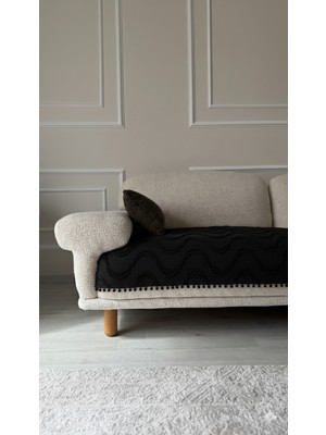 Hisar Home Bohem Dalgalı Ponponlu Koltuk Kanepe Çekyat Örtüsü 90X200