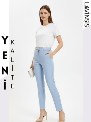 Lavinsis Yüksek Bel Dar Paça Pantolon Kemerli Kaliteli Kumaş Pantolon