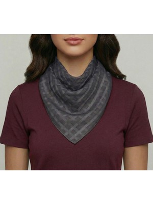 Kadın Kare Fular Eşarp - Ince Dokulu Modern Ekose 50*50