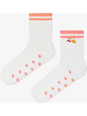 Penti 2 Çift Pamuklu Meyve Nakışlı Soket Çorap