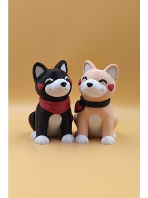 Rodopiva Aşkın En Tatlı Hali – Çift Köpek Figürlü Biblo Masa Süsü