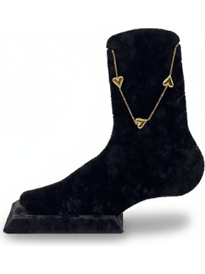 Pangu Minimal Kalp Figürlü Altın Renk Çelik Halhal