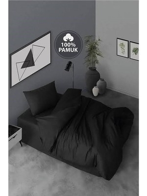 Zaya Home 3 Parça Tek Kişilik Siyah Nevresim Takımı