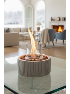 CopArt Alba Biyoetanol Masaüstü Şömine - 1 Lt Yakıt ve Dekoratif Taş Hediye