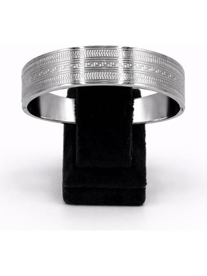 Pangu Gümüş Renk Kalın Çelik Bilezik