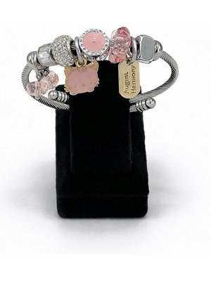 Pangu Pembe Detaylı Çelik Charm Bileklik