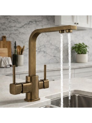 HT Prima Kare Üç Yollu Arıtmalı L Kollu Lüx Mutfak Bataryası