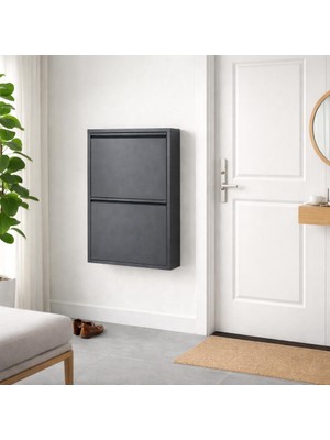 Karlı 2'li Antrasit Metal Ayakkabılık