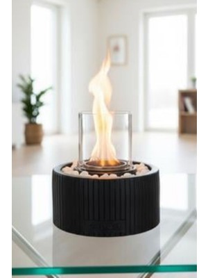 CopArt Alba  Siyah Biyoetanol Masaüstü Şömine  - 1 Lt Yakıt ve Dekoratif Taş Hediye