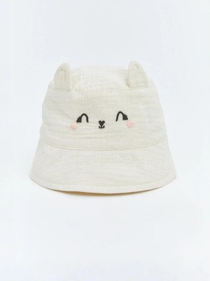 LC Waikiki Ekru 3 Boyutlu Kız Bebek Bucket Şapka  (S6)