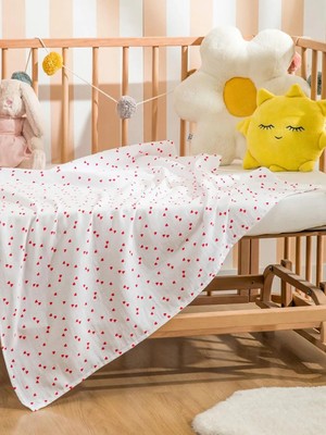 LC Waikiki Ekru Kalp Baskılı Kız Bebek Battaniyesi 90X100 cm  (S6)