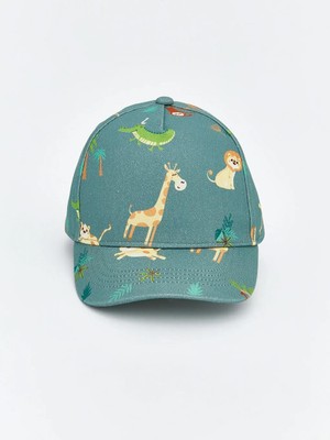LC Waikiki Yeşil Hayvan Baskılı Erkek Bebek Kep Şapka  (S6)