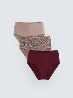 LC Waikiki Kahverengi Leopar Desenli Klasik Külot 3 Lü  (S6)