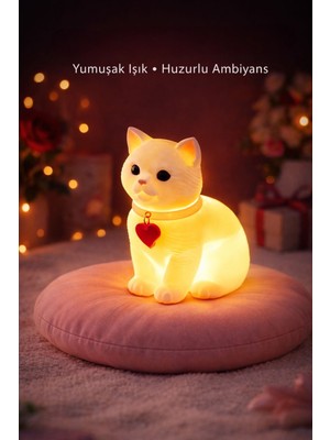 EVORADECO Şirin Kedi Tealight Mum Işığı Hediyelik– Dekoratif Işıklı Mini Lamba (8 Cm)