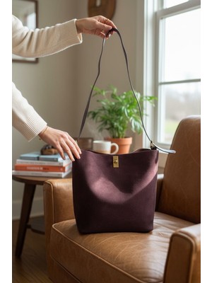 love Süet Acı Kahverengi Şık Çanta