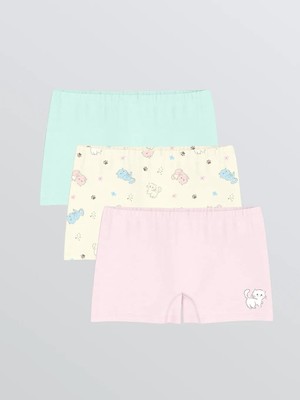LC Waikiki Ekru Baskılı Kız Çocuk Boxer 3 Lü  (S6)