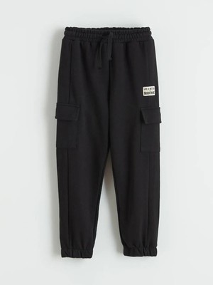 LC Waikiki Siyah Kargo Cepli Erkek Çocuk Jogger Eşofman Altı  (S6)