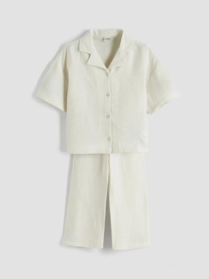 LC Waikiki Gri Basic Kız Çocuk Müslin Gömlek ve Pantolon  (S6)