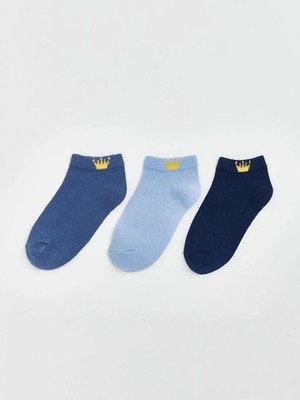 LC Waikiki Indigo Baskılı Erkek Çocuk Patik Çorap 3 Lü  (S6)
