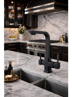 HT Prima Kare Üç Yollu Arıtmalı L Kollu Lüx Mutfak Bataryası