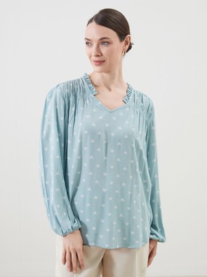 Lc Waikiki Yeni Sezon V Yaka Desenli Kadın Bluz