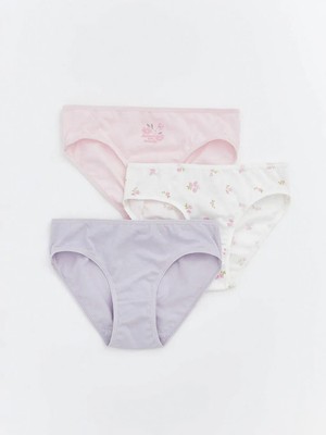 LC Waikiki Beyaz Desenli Kız Çocuk Slip Külot 3 Lü  (S6)