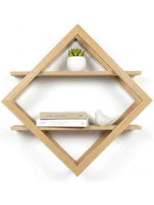 Woodenova Geometrik Elmas Duvar Rafı