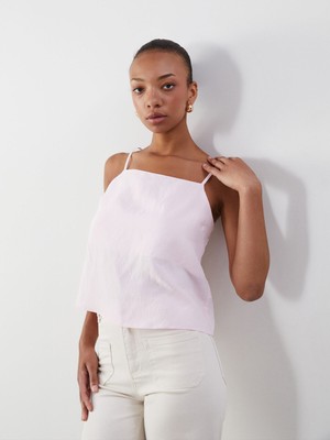 Lc Waikiki Yeni Sezon Kare Yaka Askılı Modal Karışımlı Crop Bluz