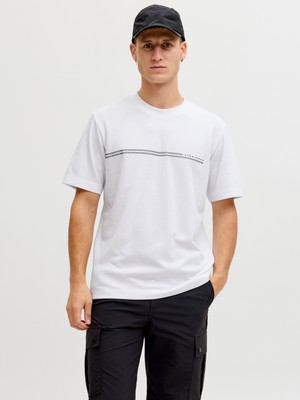 Jack & Jones Jack Jones Jcofusıon Chest Brand Tee Ss Crew Noos Erkek Beyaz Tshirt 12289936-01