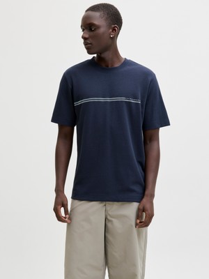 Jack & Jones Jack Jones Jcofusıon Chest Brand Tee Ss Crew Noos Erkek Lacivert Tshirt 12289936-04