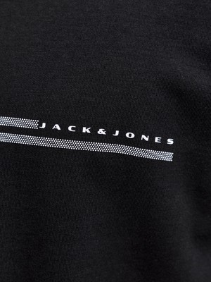 Jack Jones Jcofusıon Chest Brand Tee Ss Crew Noos Erkek Siyah Tshirt 12289936-02