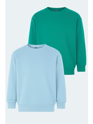 Slazenger LOGAN 2 li set Unisex Çocuk  Yeşil - Mavi Sweatshırt