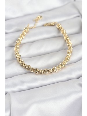 Bsre Kadın Gold Renk Dorika Top Model Şık Bileklik