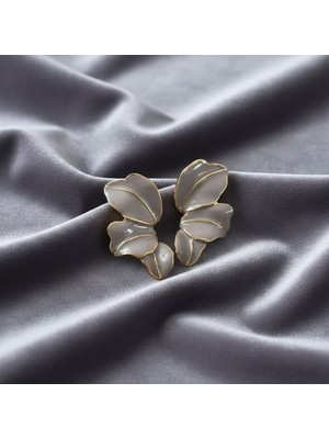 Çelik Kadın Vıp Mineli Yaprak Küpe