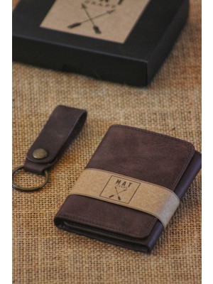Mat Craft Deri Mıknatıslı Dik Cüzdan | Anahtarlık Hediyeli ve Hediye Kutusunda |