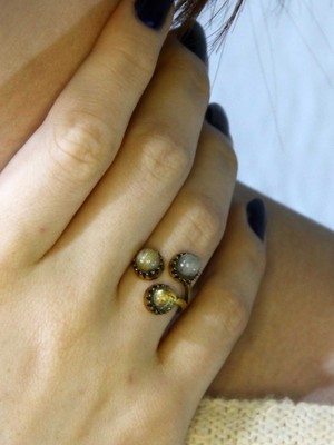 Esha Doğal Taş Sitrin 3'lü Doğal Taşlı Antik Model Kadın Ayarlanabillir Yüzük EUY89S