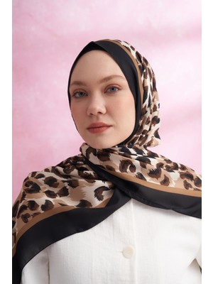 Armanda Leopar Vual Multi Desen Şal 6041-SIYAH Kamel