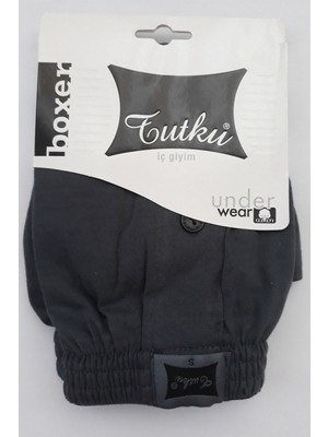 Tutku Erkek Füme Renk Pamuk Penye Düğmeli 3'lü Paket Boxer-Füme-3xl