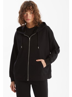 Lc Waikiki Yeni Sezon Kapüşonlu Oversize Kadın Fermuarlı Sweatshirt