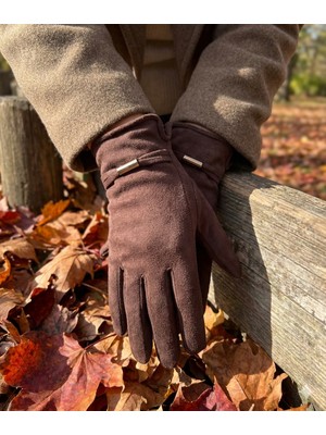 Suyutti Lüks Dokulu Kadın Süet Eldiven