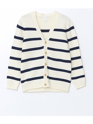 Lc Waikiki Yeni Sezon V Yaka Çizgili Erkek Çocuk Triko Hırka