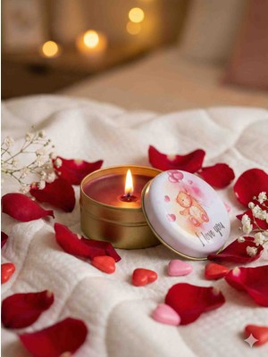 Mik Store Sevimli Ayıcık ve Kalpler: Hediyelik Özel Tasarım Kokulu Mum